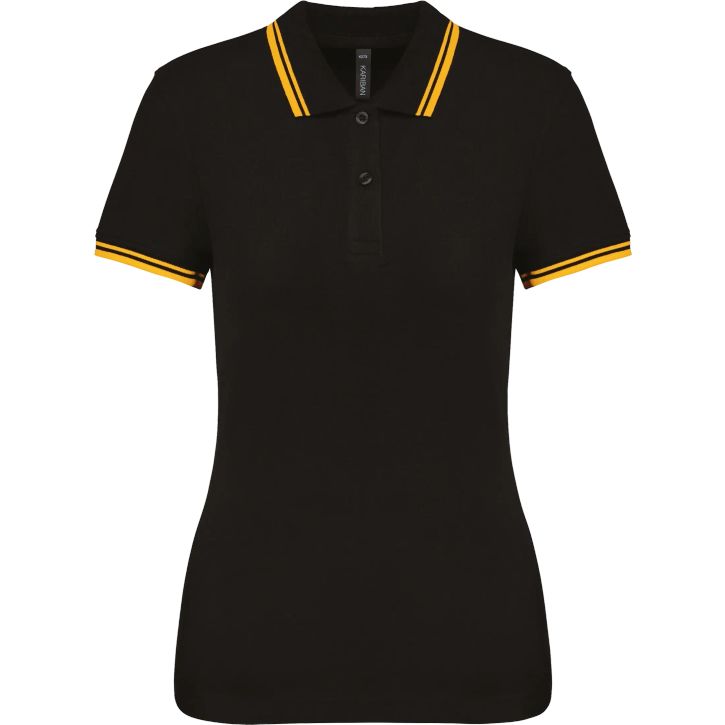 Image produit Polo femme manches courtes à liserés contrastés