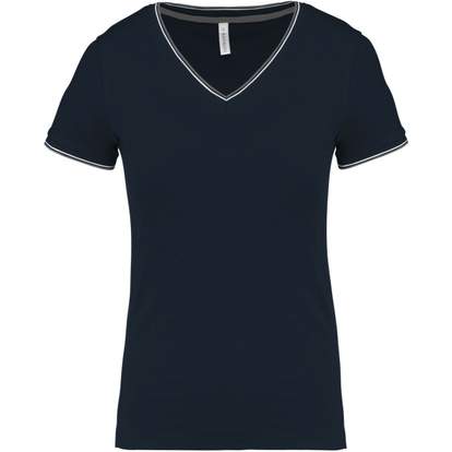 Image produit T-shirt maille piquée col V femme