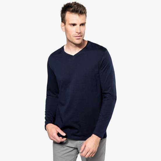 T-shirt Supima® col V manches longues homme