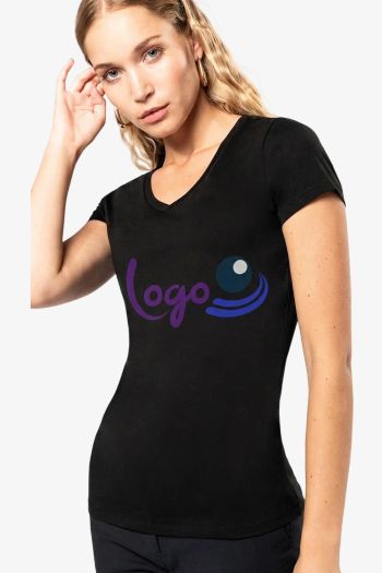 Image produit T-shirt Supima® col V manches courtes femme