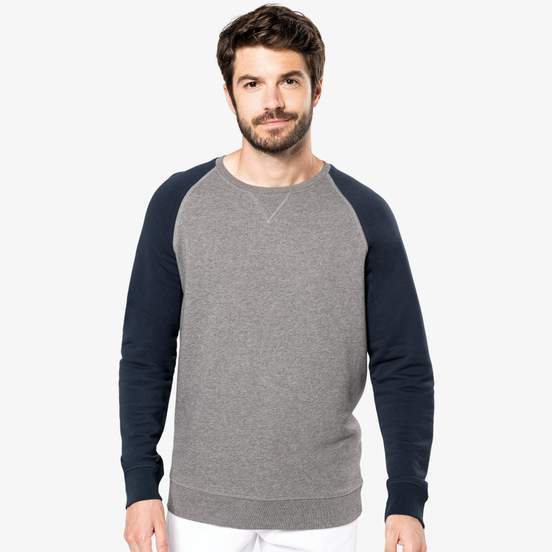 Sweat-shirt BIO bicolore col rond manches raglan homme