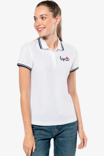 Image produit Polo femme manches courtes à liserés contrastés