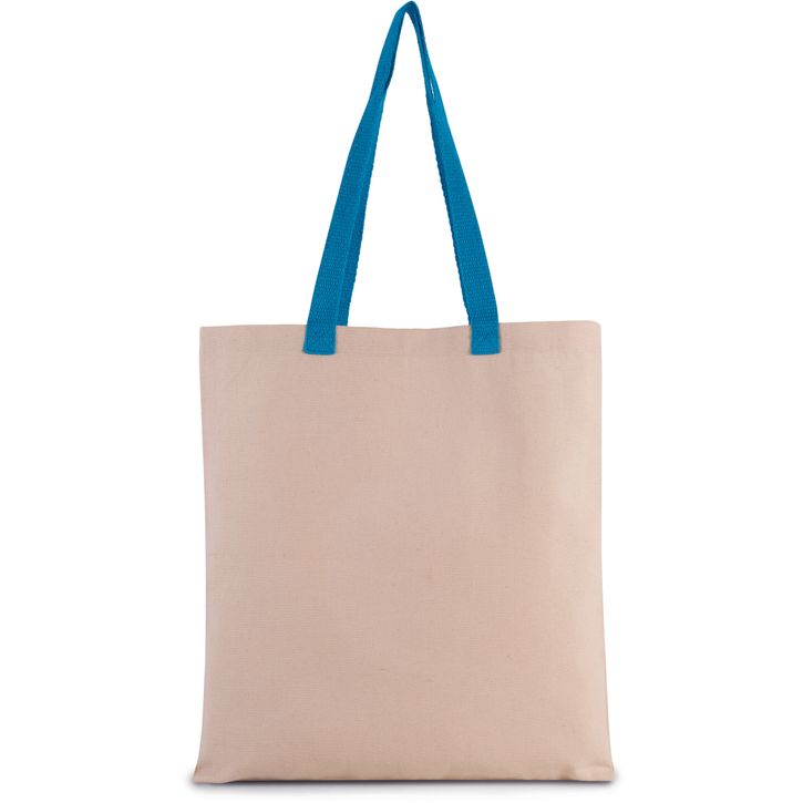 Image produit Sac shopping plat en toile avec poignées contrastées