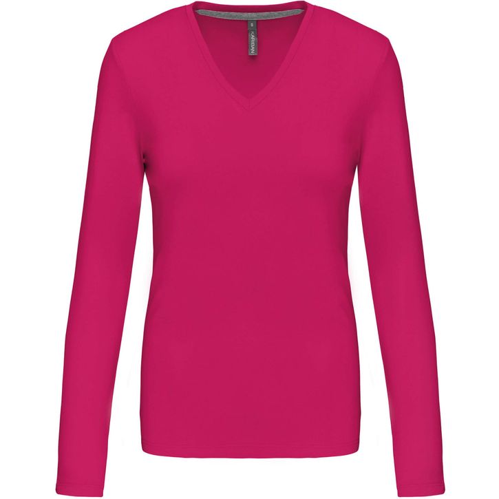 Image produit T-shirt col V manches longues femme