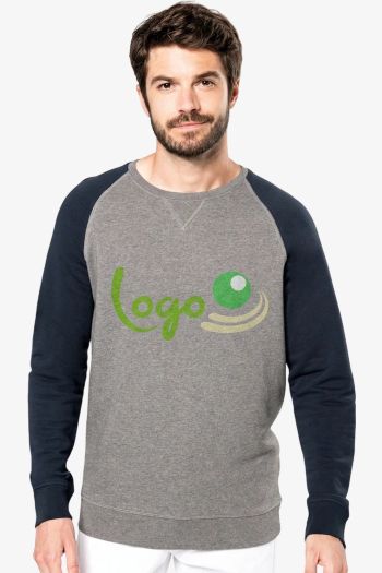 Image produit Sweat-shirt BIO bicolore col rond manches raglan homme