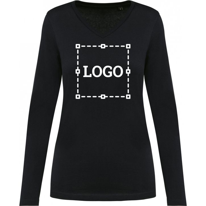 Image produit T-shirt Supima® col V manches longues femme