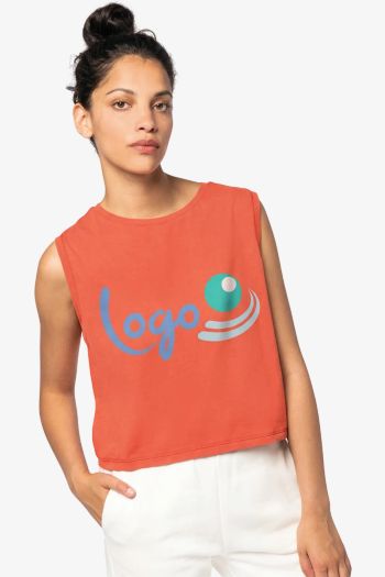Image produit T-shirt crop sans manche femme - 165g