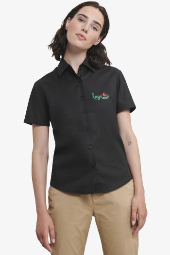 Image produit Chemise Oxford cintrée manches courtes femme