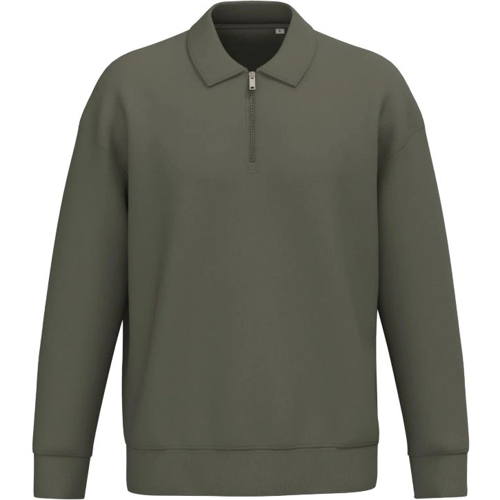 Image produit Sweat-shirt quart zip col polo à épaules tombantes unisexe