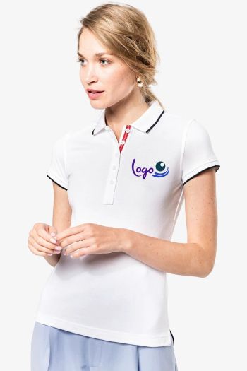 Image produit Polo maille piquée manches courtes femme
