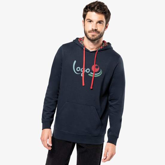 Sweat-shirt à capuche contrastée à motifs unisexe