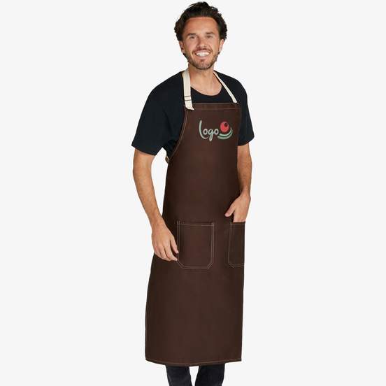 Santorini - Contrasted Bib Apron with Pocket