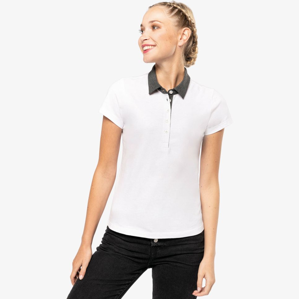 Polo jersey bicolore femme