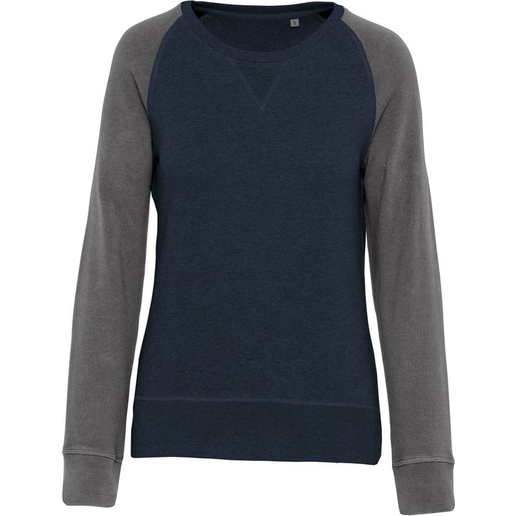 Image produit Sweat-shirt BIO bicolore col rond manches raglan femme