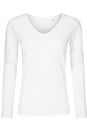Women´s V-Neck T-Shirt Longsleeve - White