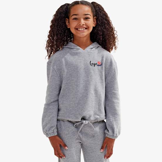 Sweat à capuche crop-top oversize en tissu recyclé Tridri® enfant