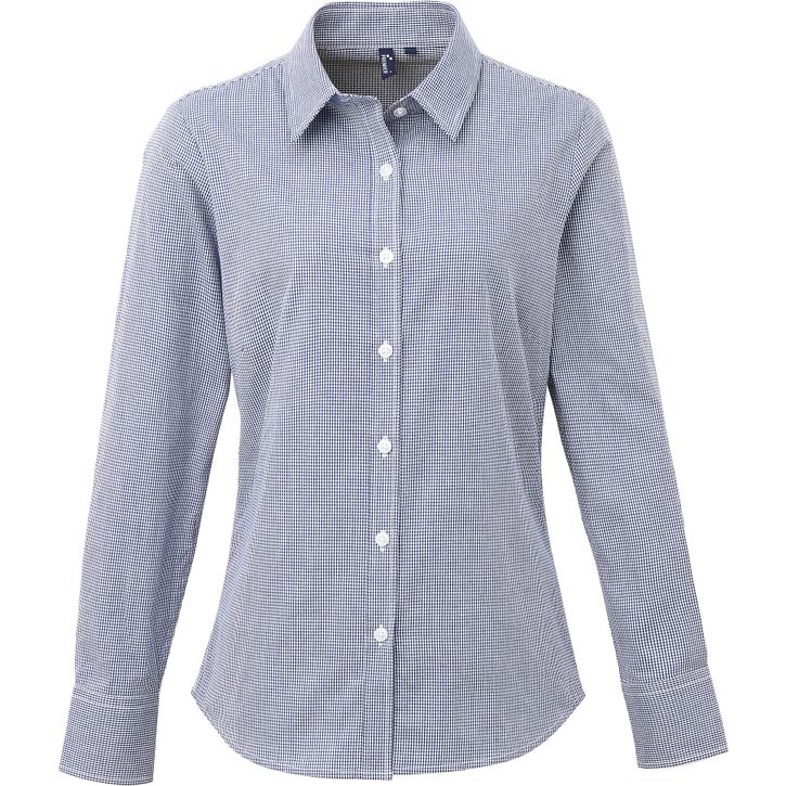 Image produit Chemise à micro-carreaux vichy et manches longues pour femme