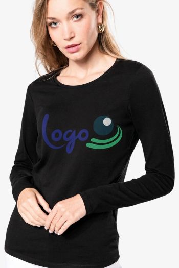 Image produit T-shirt col rond manches longues femme