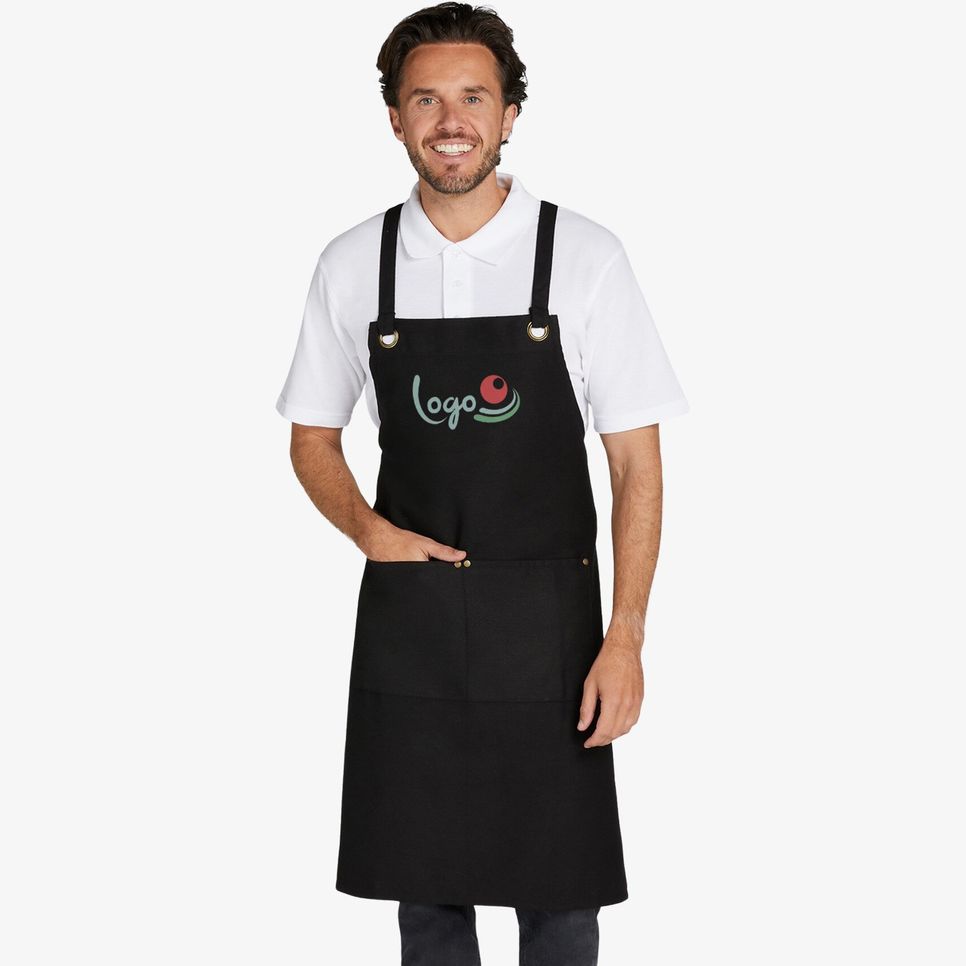 Provence - Crossover Eyelets Bib Apron with Pocket