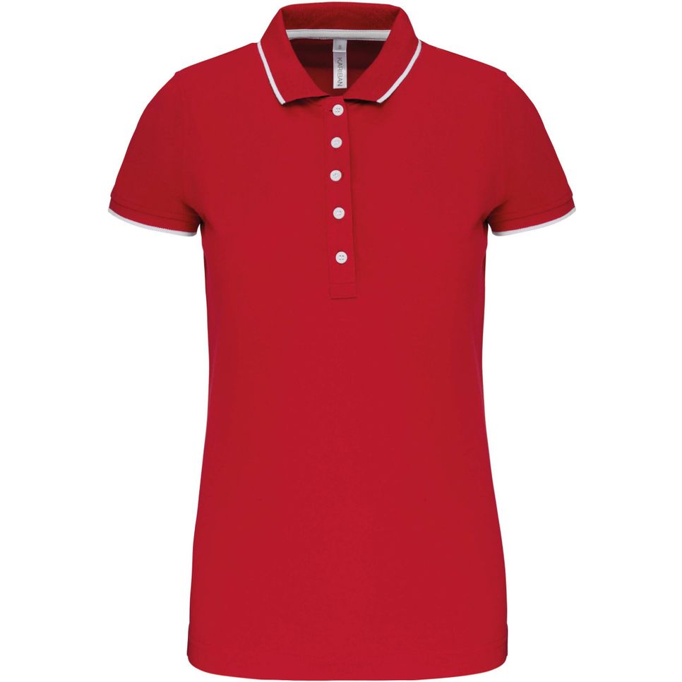 Polo maille piquée manches courtes femme