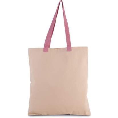 Image produit Sac shopping plat en toile avec poignées contrastées