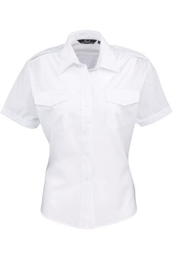 Chemise pilote à manches courtespour femme - White