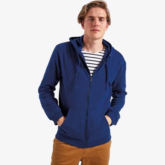 Sweat à capuche zippé homme délavé vintage « coastal » en mailles bouclettes