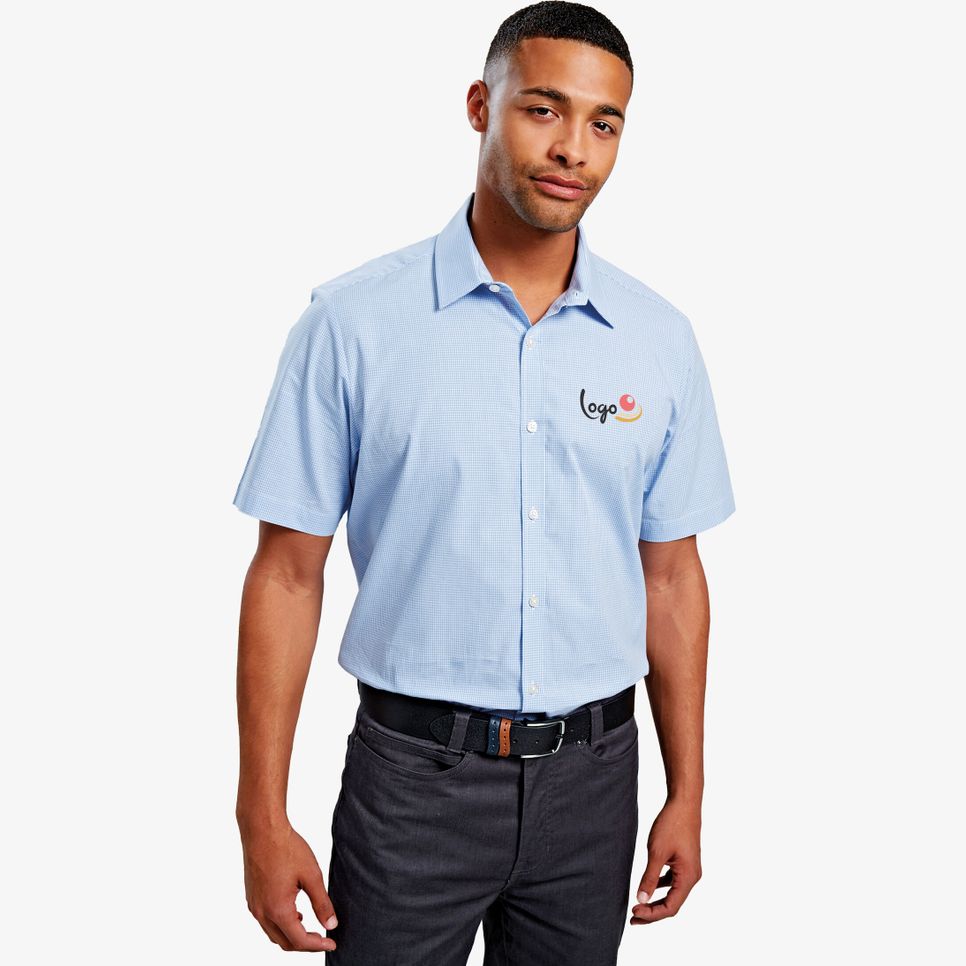 Chemise à micro carreaux Vichy à manches courtes pour homme