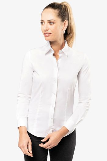 Image produit Chemise coton / élasthanne manches longues femme