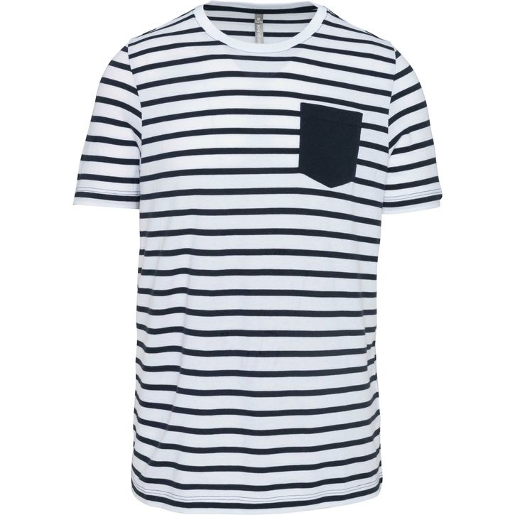 Image produit T-shirt rayé marin avec poche manches courtes
