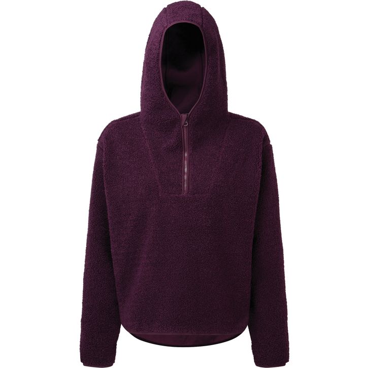 Image produit Sweat à capuche sherpa avec fermeture zippée 1/4 pour femme Tridri®