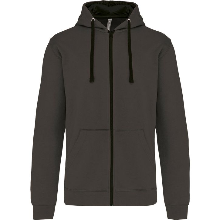 sweat-shirt zippé capuche contrastée
