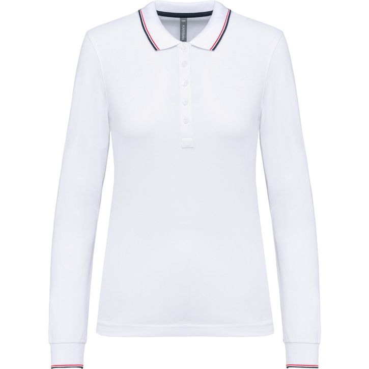 Image produit Polo maille piquée manches longues femme