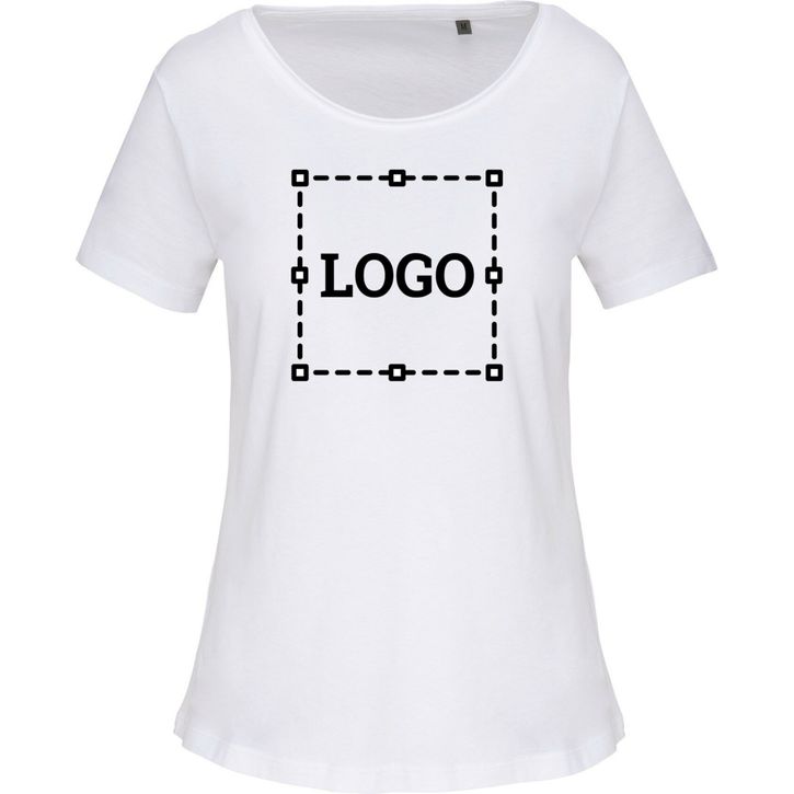 T-shirt bio col à bords francs manches courtes femme - White