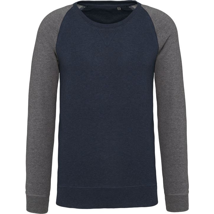 Sweat-shirt BIO bicolore col rond manches raglan homme