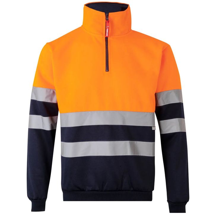 Sweat bicolore col zippé haute visibilité