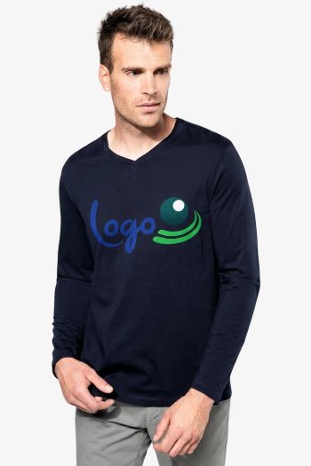 Image produit T-shirt Supima® col V manches longues homme