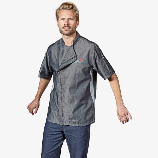 Veste de cuisinier à manches courtes et à fermeture zippée