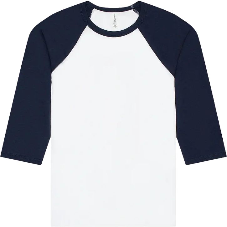 Unisex 3/4 sleeve baseball tee