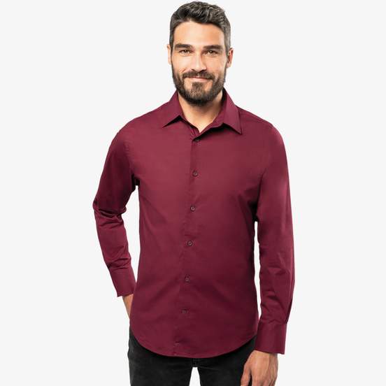 Chemise coton / élasthanne manches longues homme